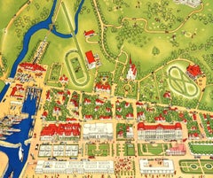 Poster pubblicitario di viaggio originale d'epoca Deauville Ferrovie Nazionali Francesi