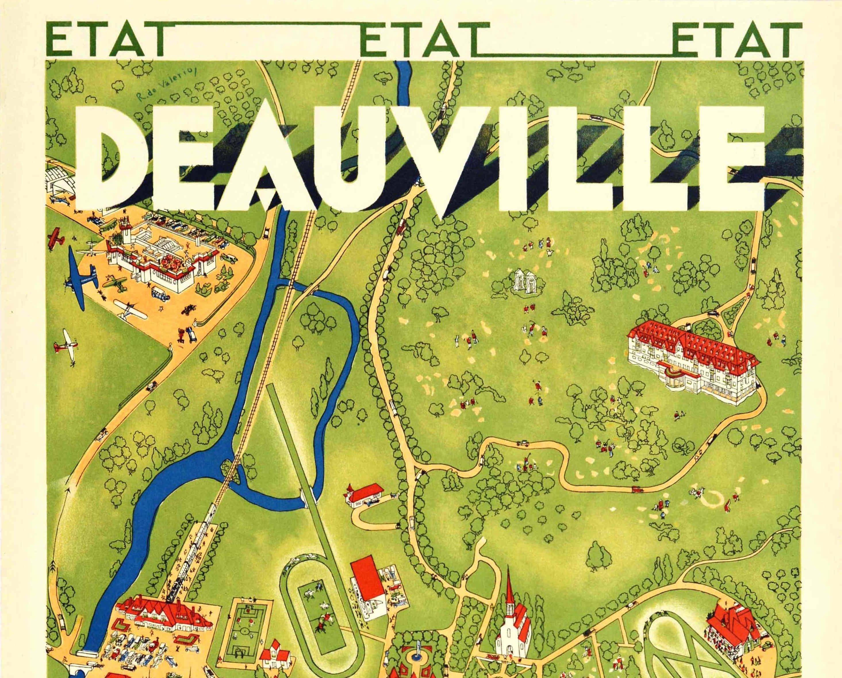 Art déco Affiche publicitaire vintage originale de voyage Deauville National French Railways en vente