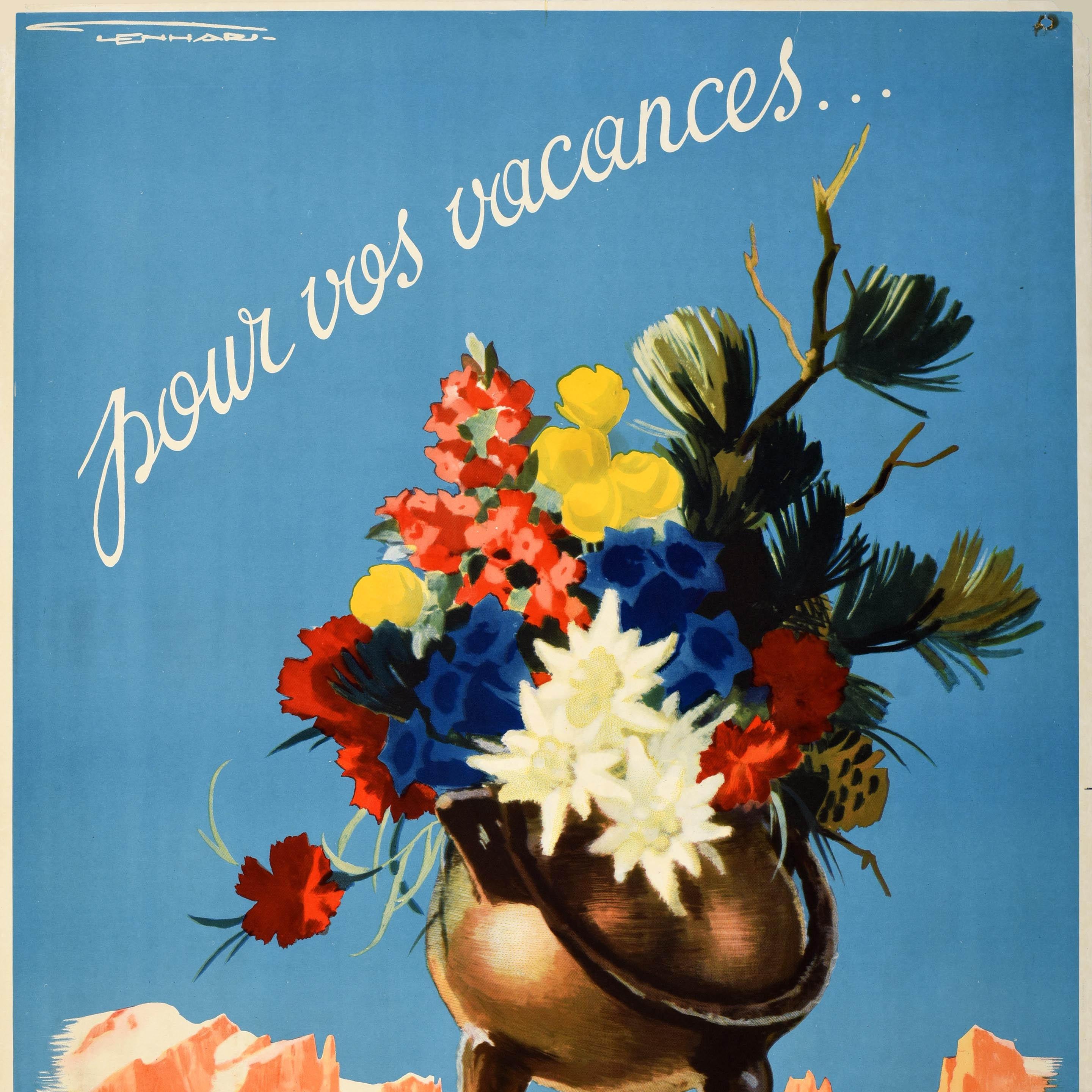 Italian Original Vintage Travel Advertising Poster Dolomites Holiday Italy Franz Lenhart For Sale