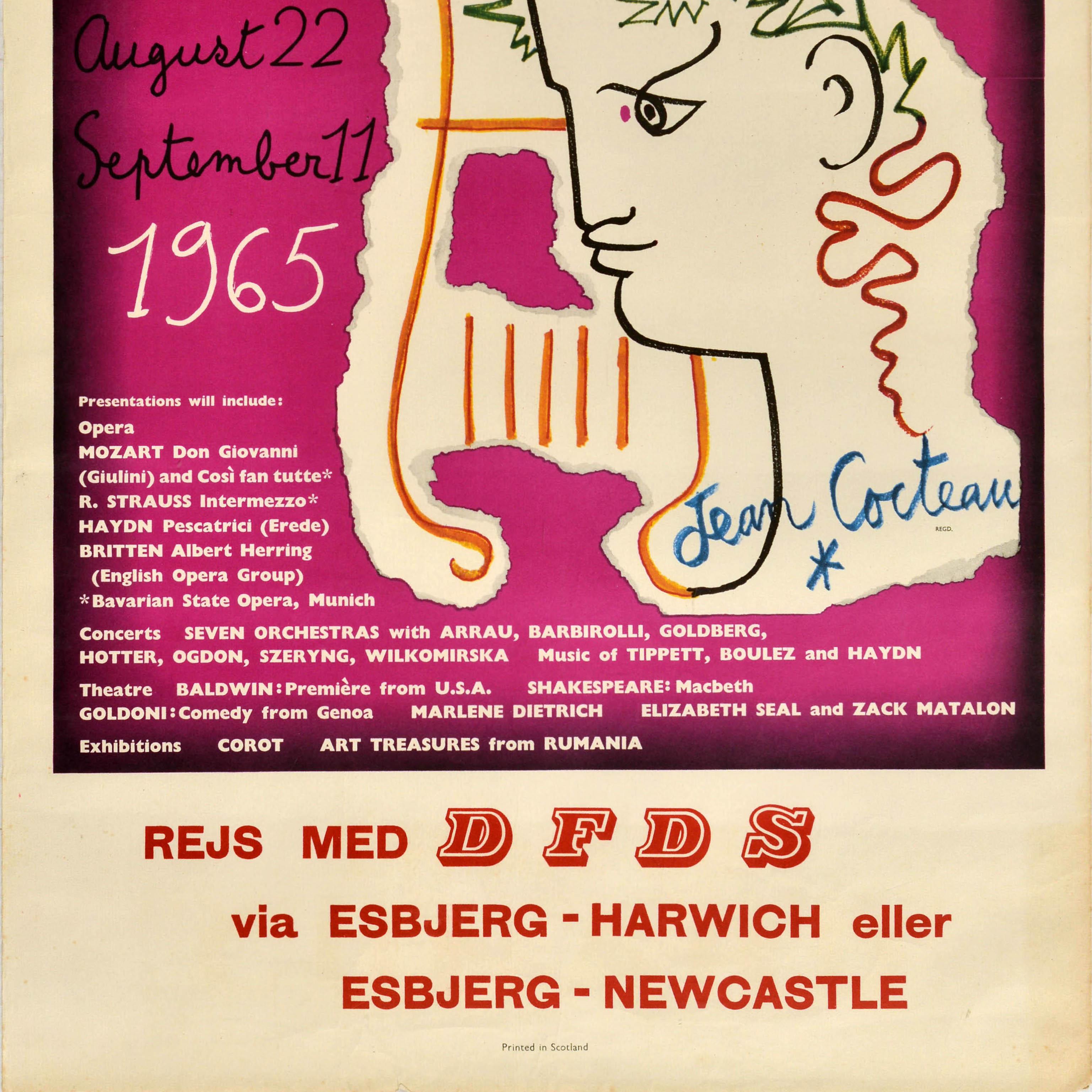 Poster pubblicitario originale d'epoca per il Festival di Edimburgo DFDS Ferries In condizioni buone in vendita a London, GB