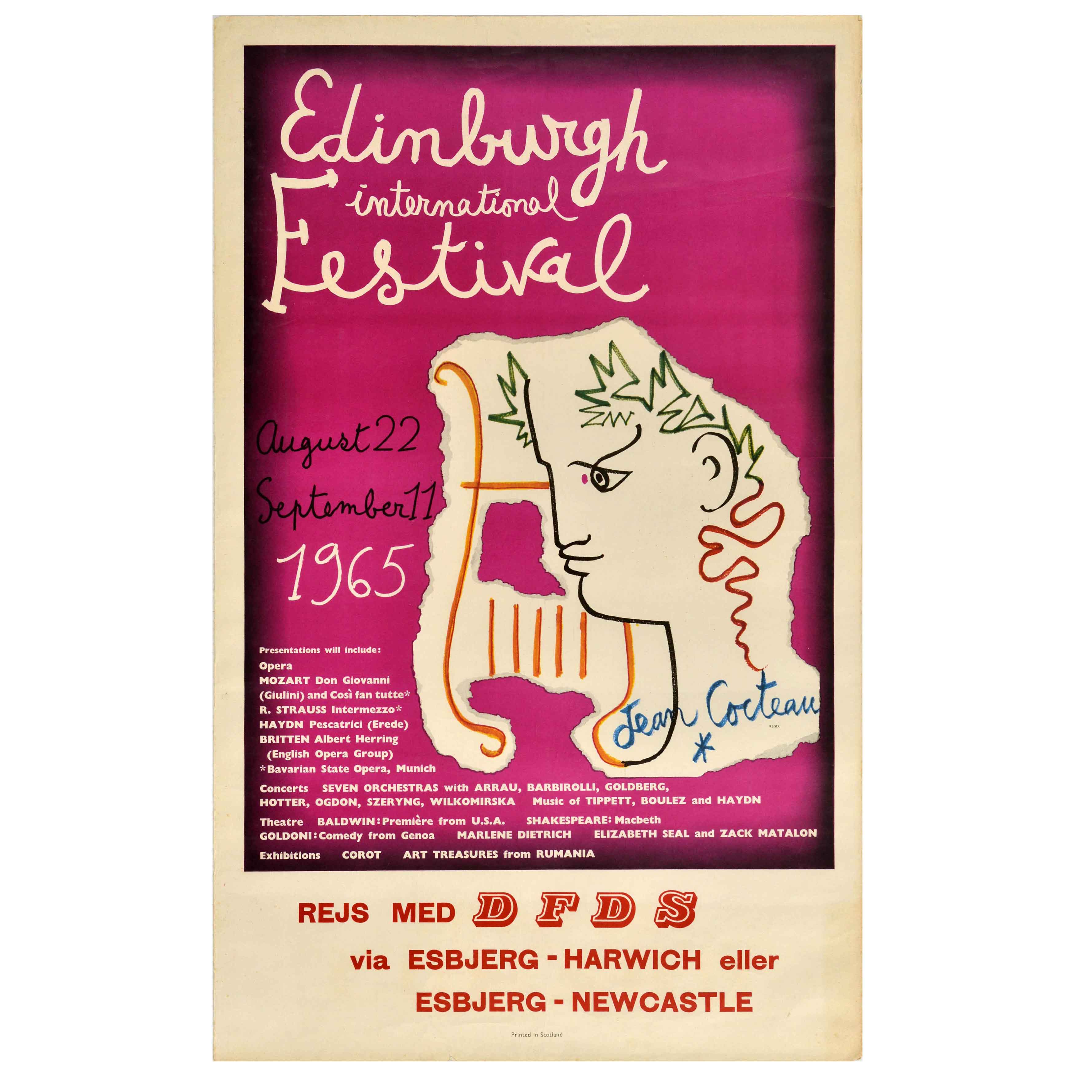 Poster pubblicitario originale d'epoca per il Festival di Edimburgo DFDS Ferries