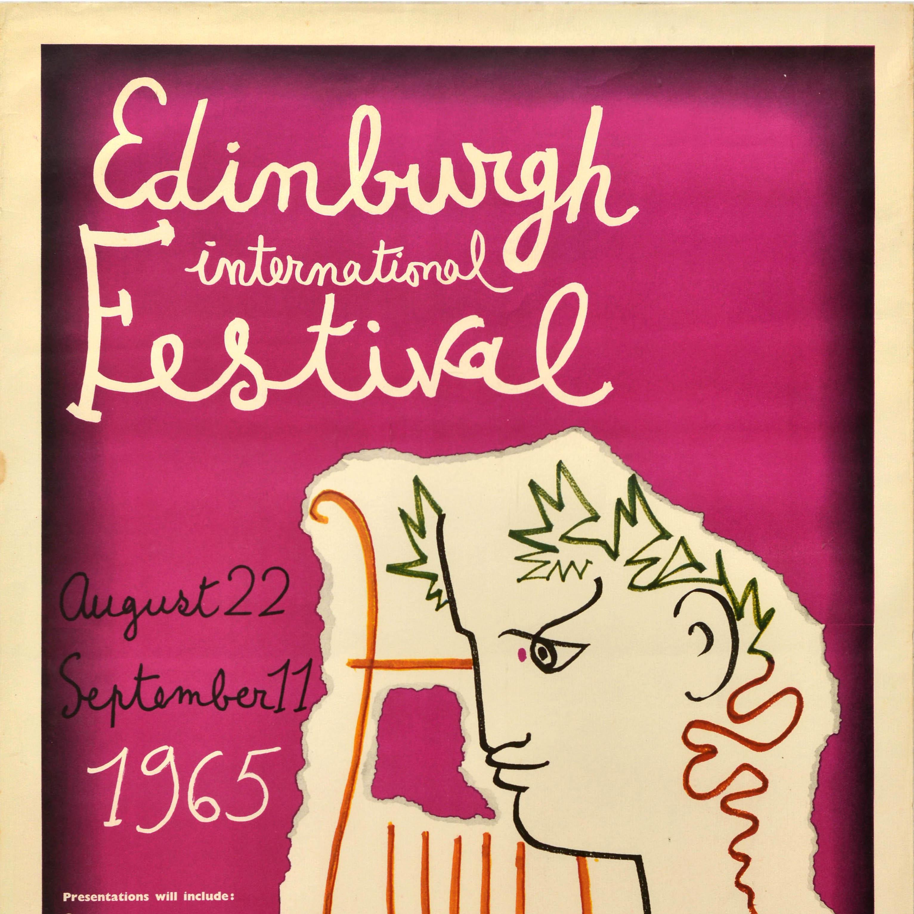 Britannico Poster pubblicitario originale d'epoca per il Festival di Edimburgo KLM Jean Cocteau in vendita