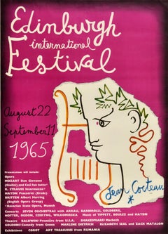 Original Vintage Travel Advertising Poster Edinburgh Festival Sabena Cocteau
