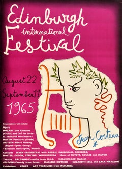 Original Vintage Travel Advertising Poster Edinburgh Festival SAS Jean Cocteau