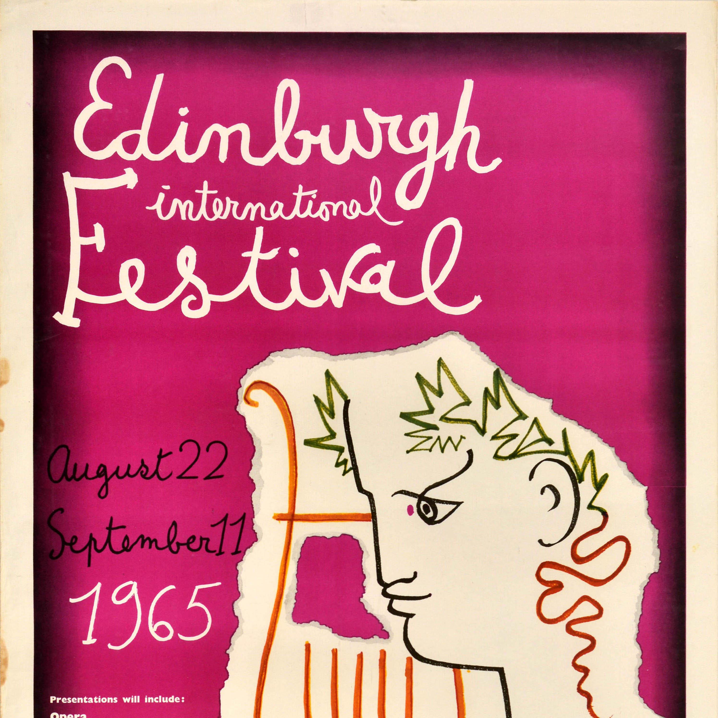 Britannico Poster pubblicitario originale d'epoca per il Festival di Edimburgo SAS Jean Cocteau in vendita