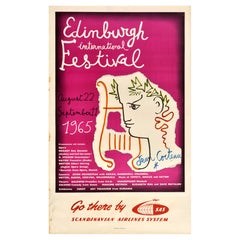 Poster pubblicitario originale d'epoca per il Festival di Edimburgo SAS Jean Cocteau