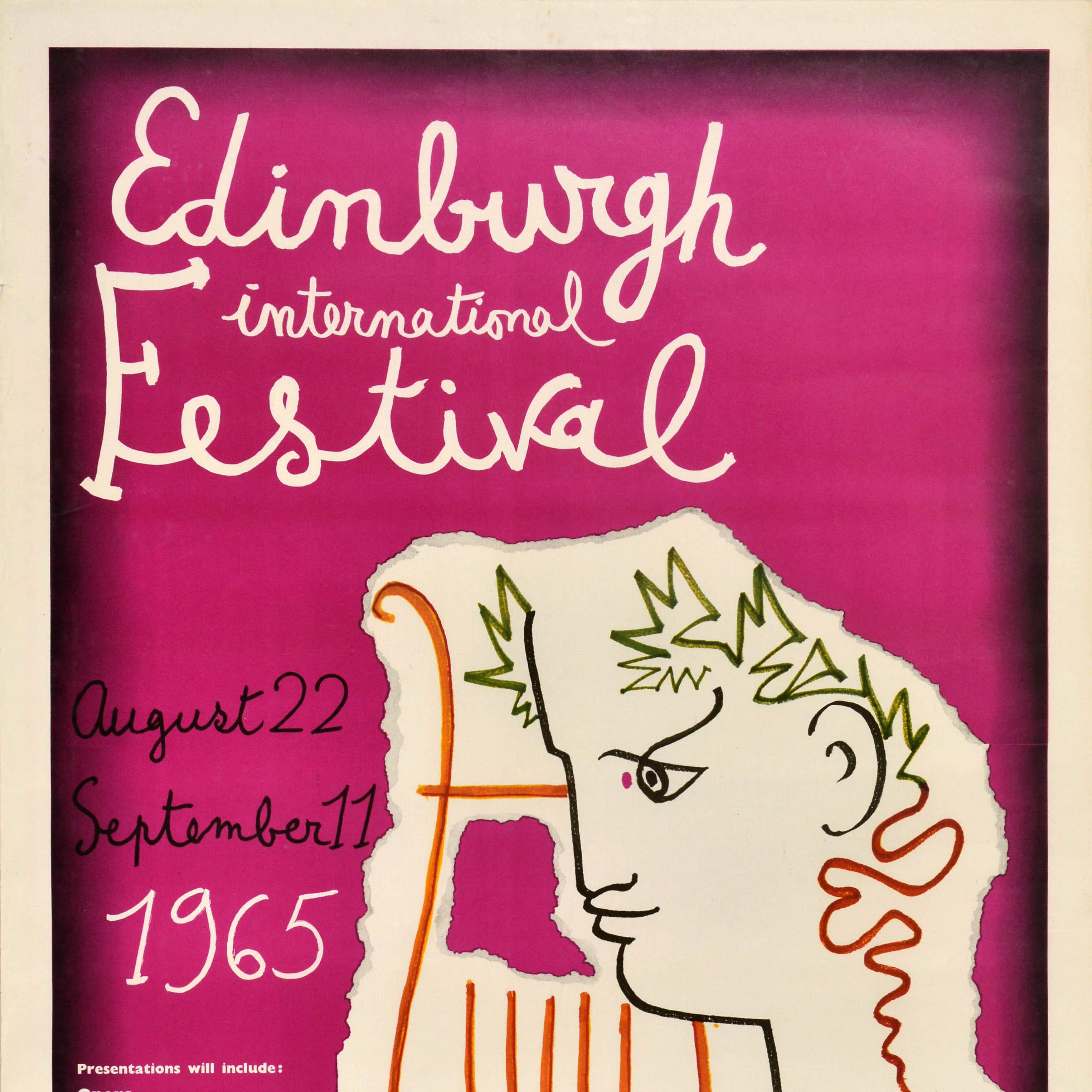 Britannico Poster pubblicitario d'epoca per il festival di Edimburgo, treno Jean Cocteau in vendita