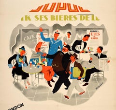 Original Vintage Travel Advertising Poster Fly By Imperial Airways Paris Prague