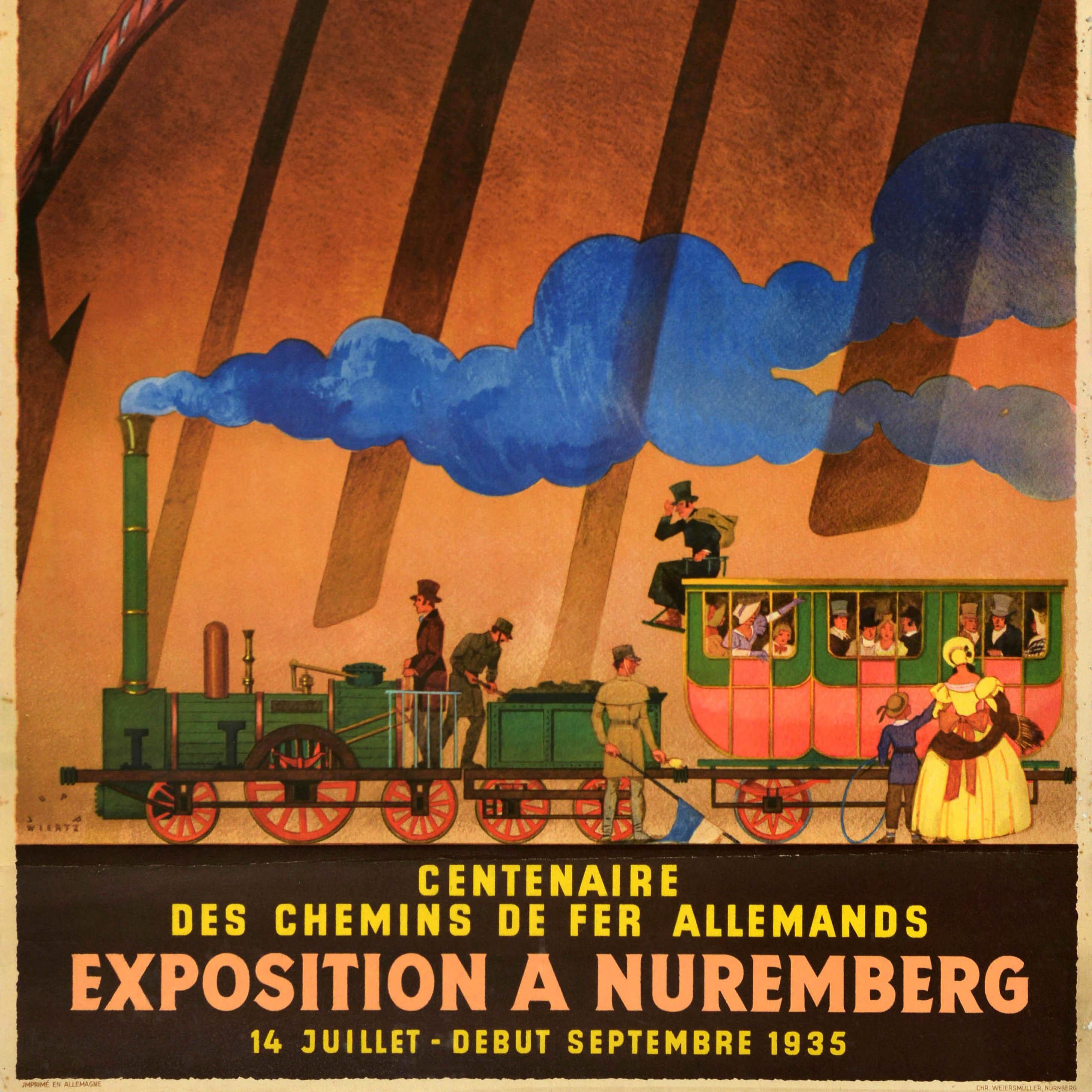 Cartel publicitario de viajes original de época Exposición de Ferrocarriles Alemanes de Núremberg en Bastante bueno estado para la venta en London, GB
