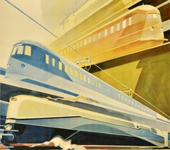 Affiche publicitaire originale de voyage vintage, Ferrocarriles Alemane, Chemin de fer allemand