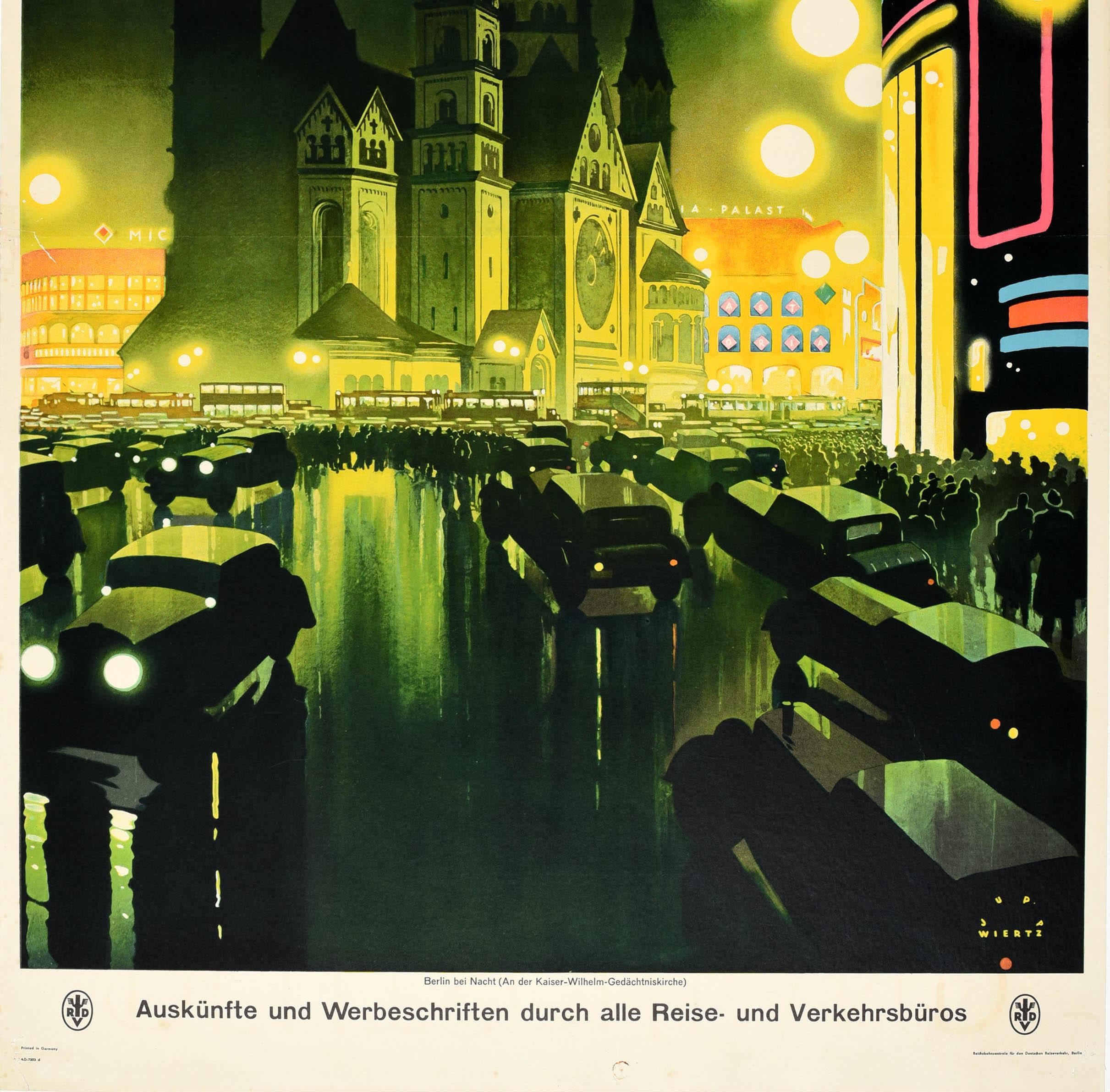 Original Vintage Travel Advertising Poster Germany Berlin Night Art Deco Design In Good Condition In London, GB