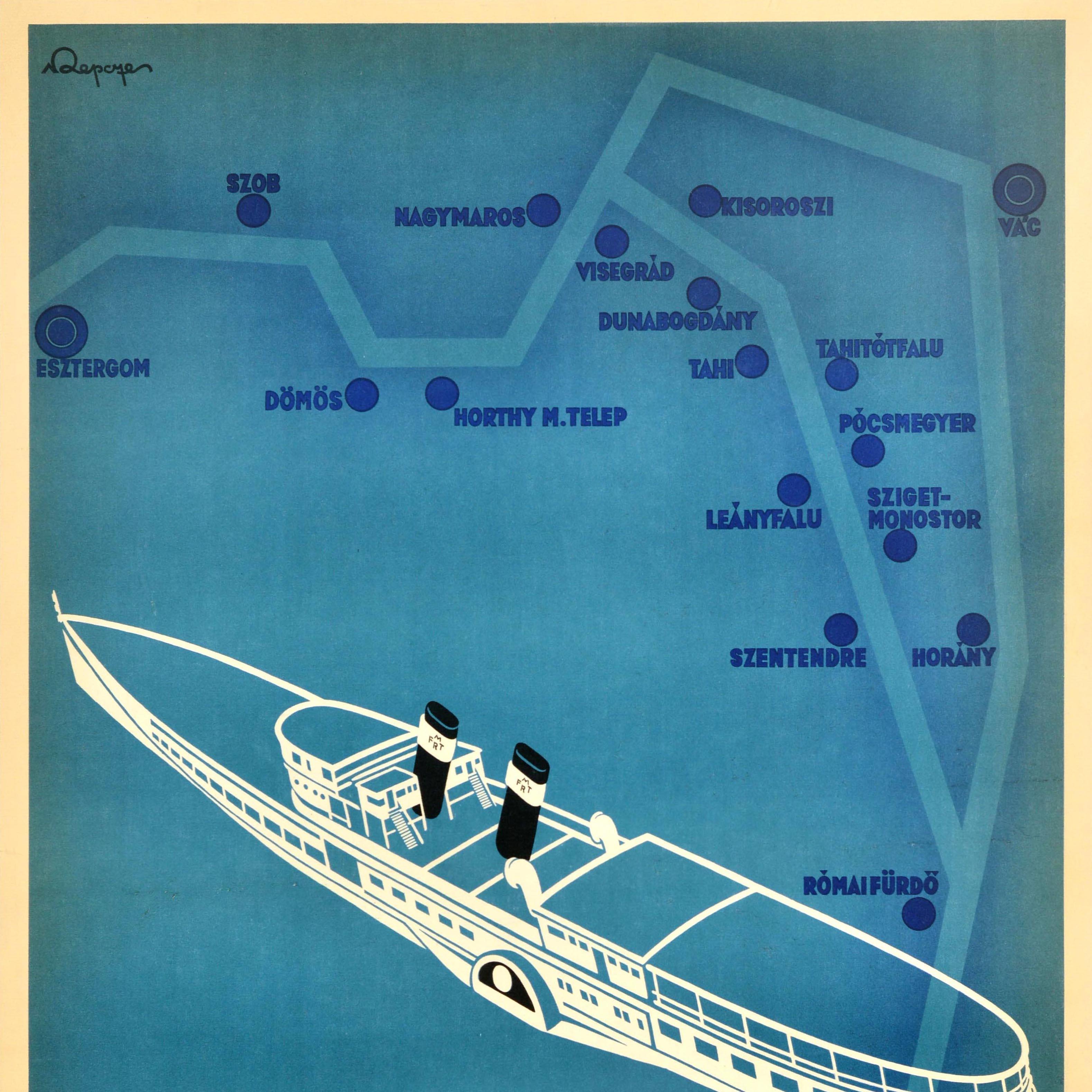 Original Vintage Cartel Publicitario de Viajes Hungría Danubio Cruceros Turísticos Magyar Húngaro en venta