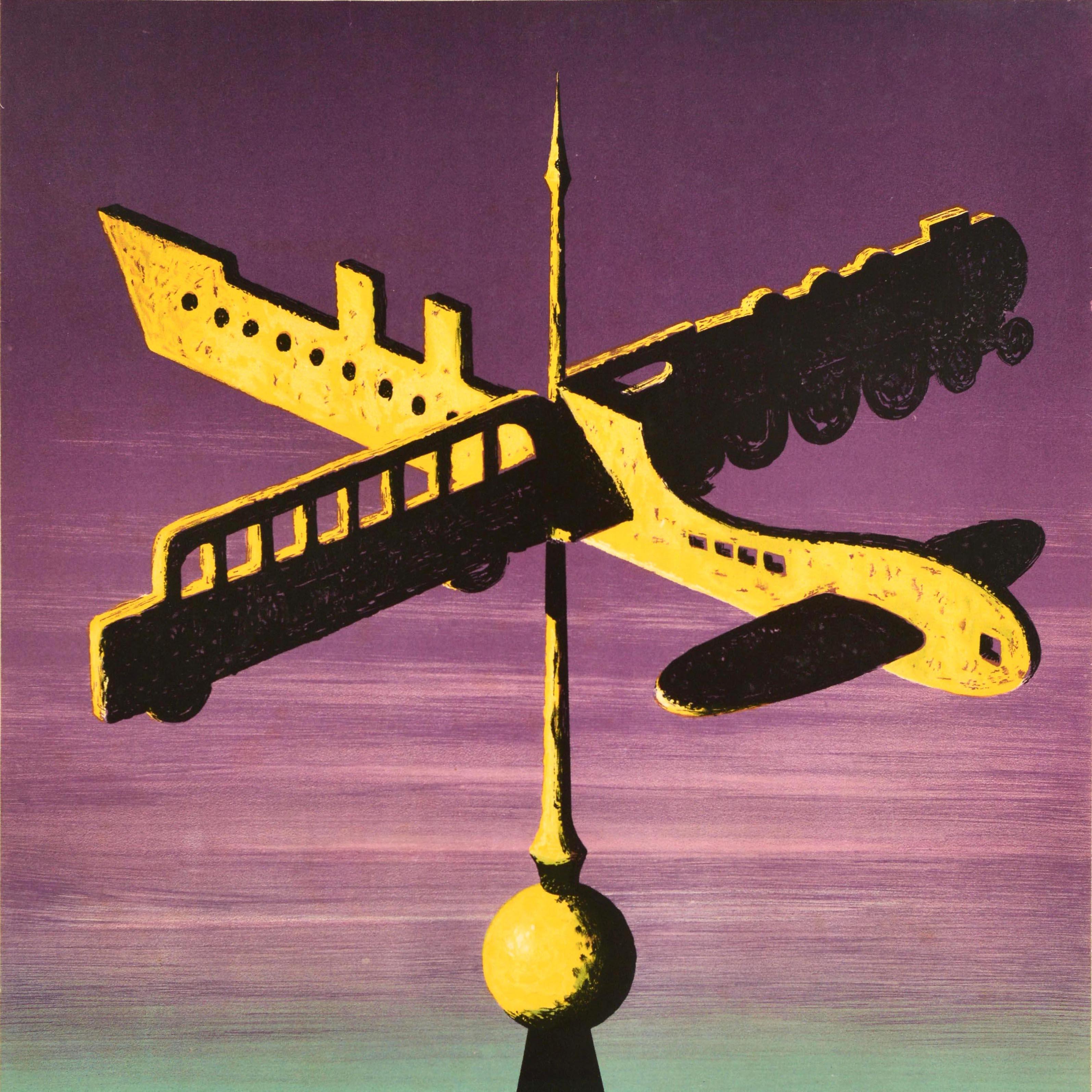 Mid-Century moderno Poster pubblicitario d'epoca originale dell'agenzia di viaggi Ibusz Hungary Vane in vendita