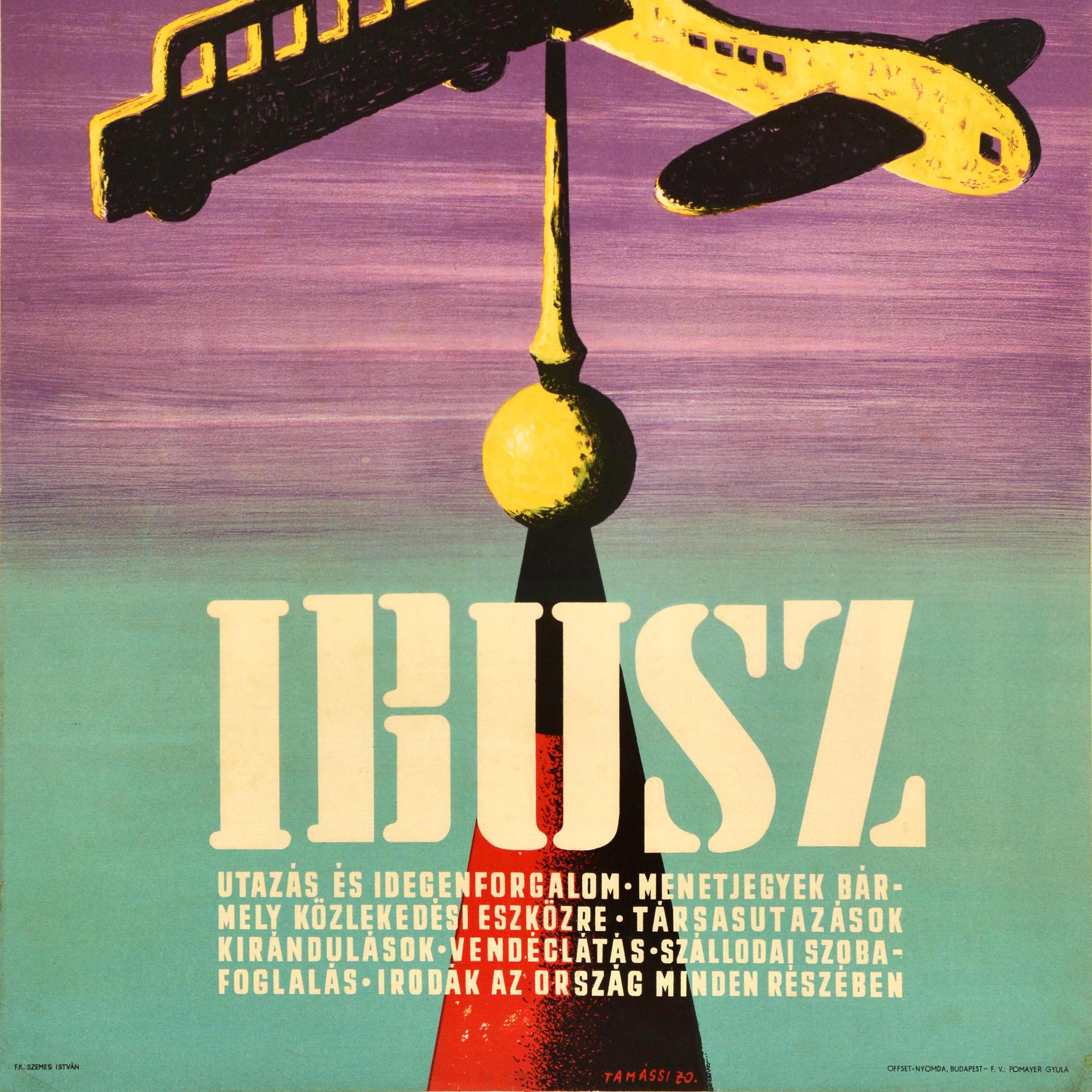Ungherese Poster pubblicitario d'epoca originale dell'agenzia di viaggi Ibusz Hungary Vane in vendita