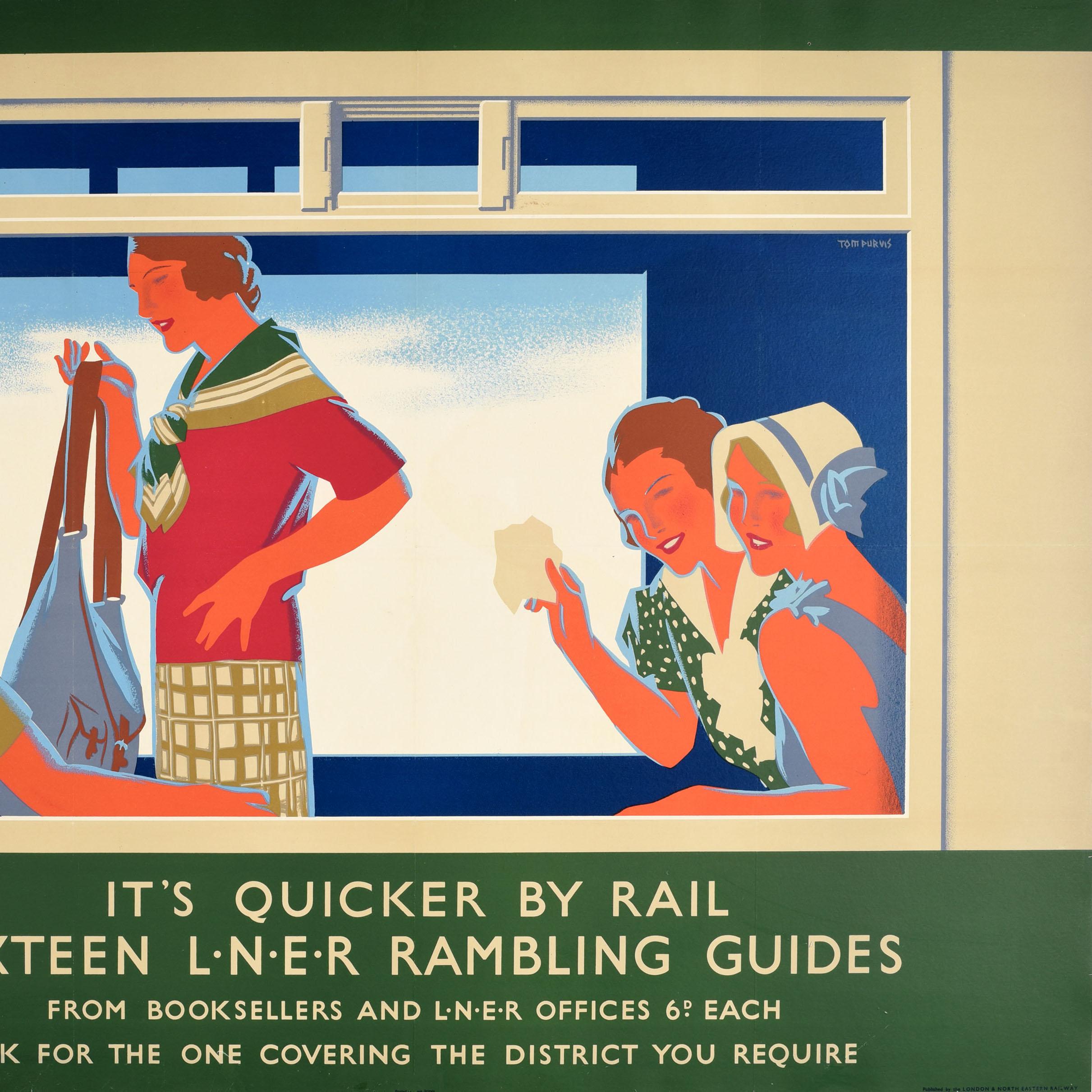 Britannique Affiche publicitaire originale de voyage vintage LNER Rambling Guides de Tom Purvis Art en vente