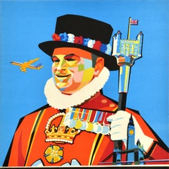 Original Vintage Travel Werbeplakat London Sabena Airlines Eynde Klein