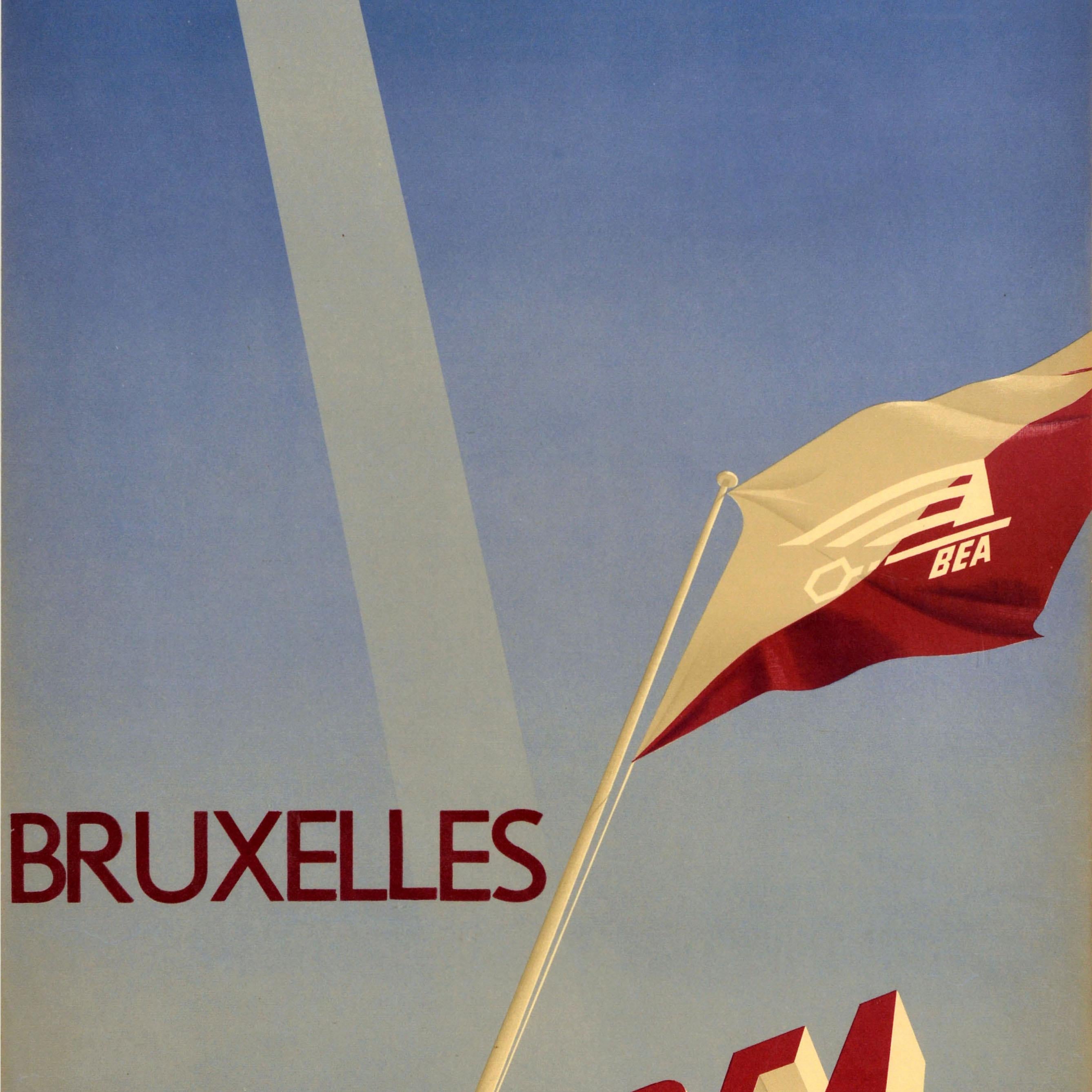 Poster pubblicitario originale d'epoca Londres Bruxelles BEA Londra Bruxelles In condizioni buone in vendita a London, GB