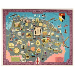 Original-Vintage-Reise-Werbeplakat „ Map Of Norfolk“, British Railways, UK