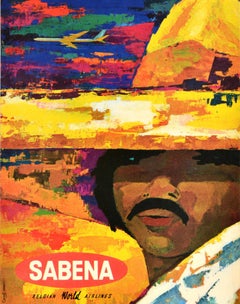 Original Vintage Travel Advertising Poster Mexico Sabena Belgian Airlines
