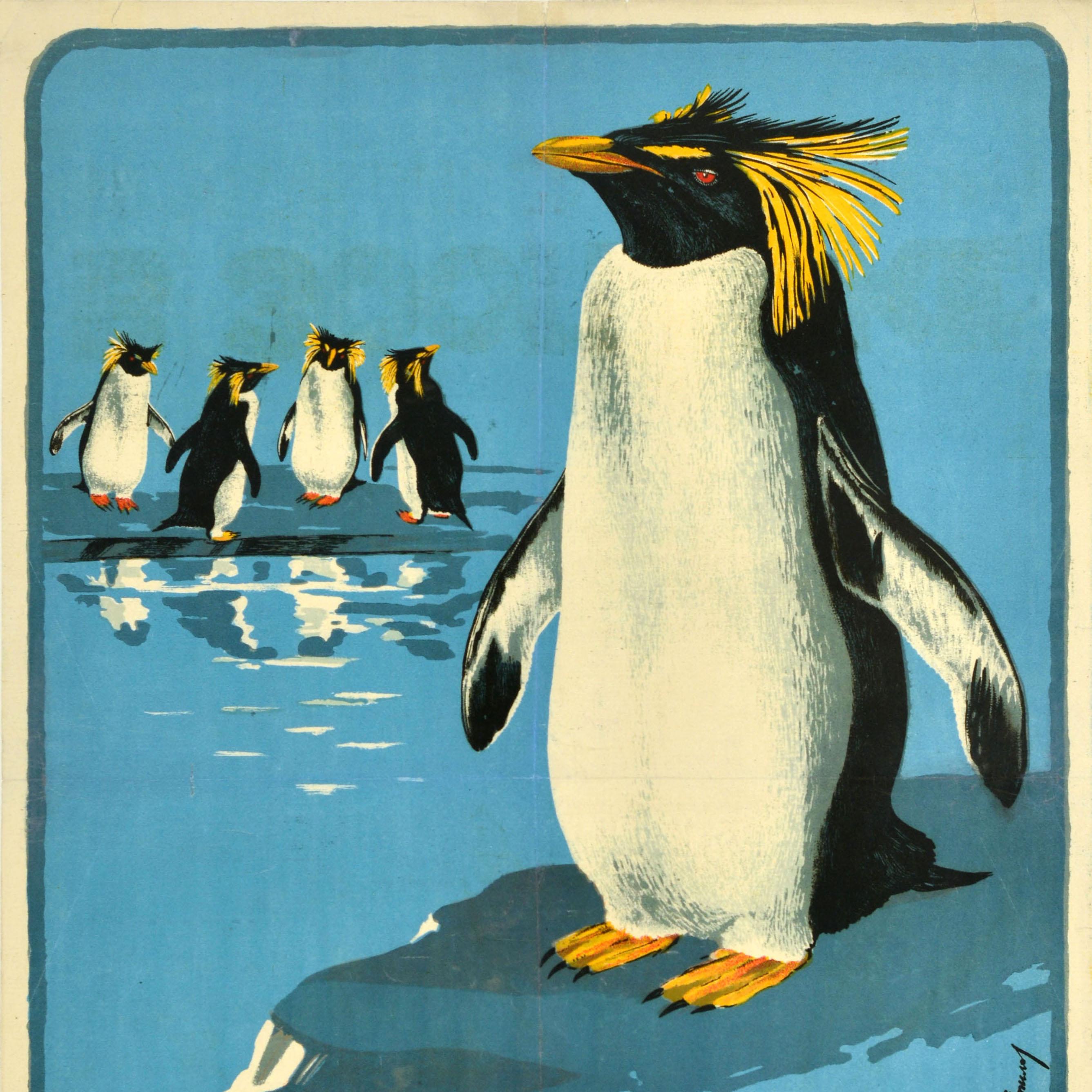 Russo Poster pubblicitario d'epoca originale dello zoo di Mosca Pinguini maccheroni URSS in vendita