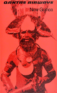 Original Vintage Travel Advertising Poster New Guinea Qantas Airways Australia