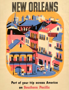 Original Vintage Travel Advertising Poster New Orleans Southern Pacific Railway