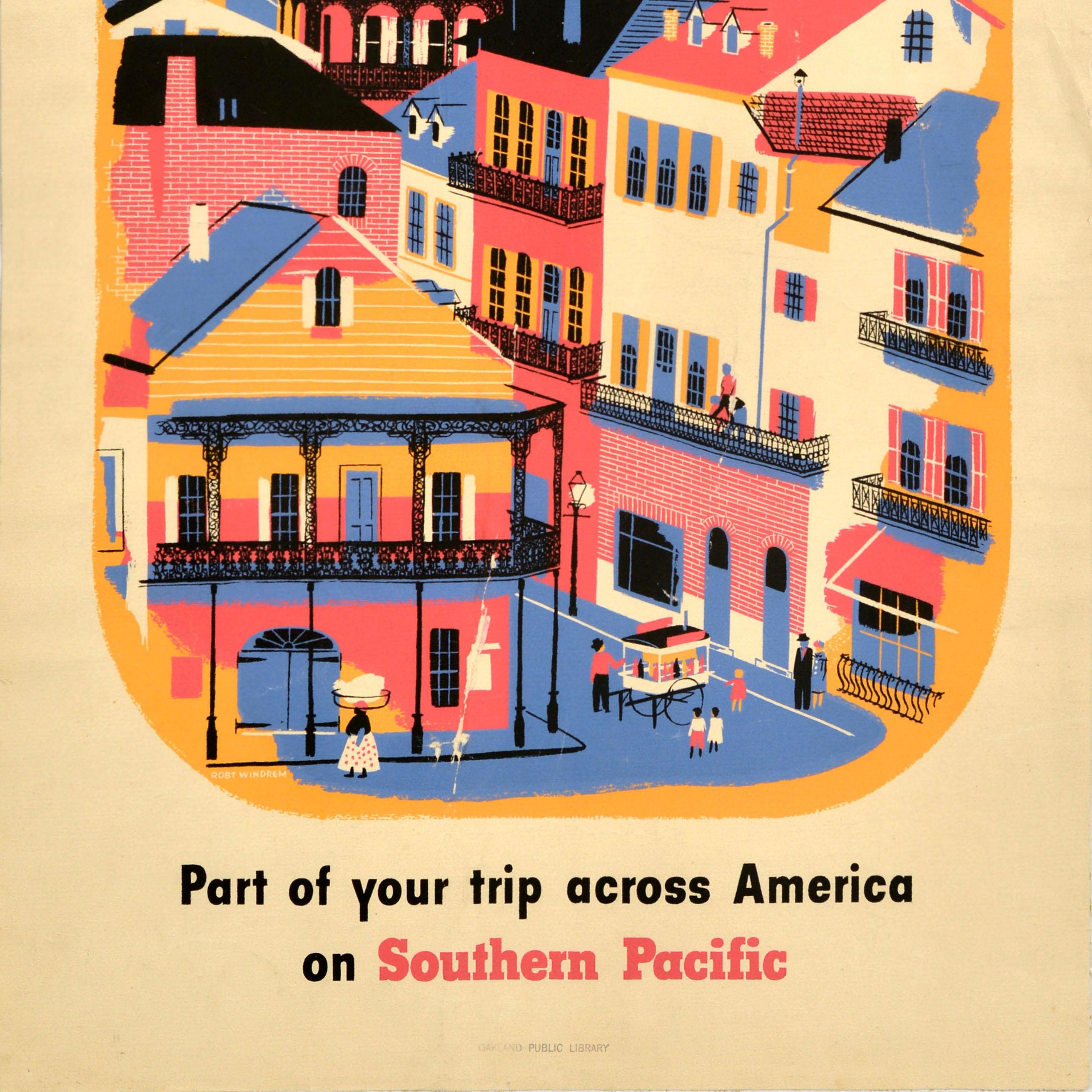Americano Poster pubblicitario d'epoca originale New Orleans Southern Pacific Railway in vendita