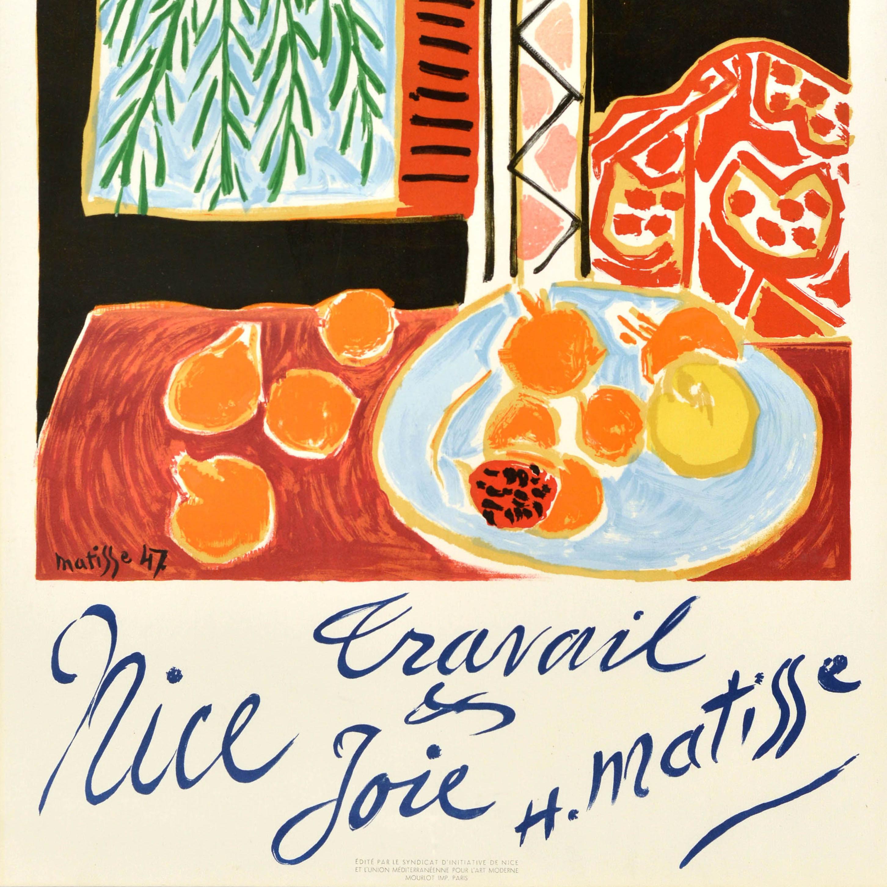 Poster pubblicitario di viaggio originale d'epoca Bel lavoro felicità Henri Matisse In condizioni buone in vendita a London, GB