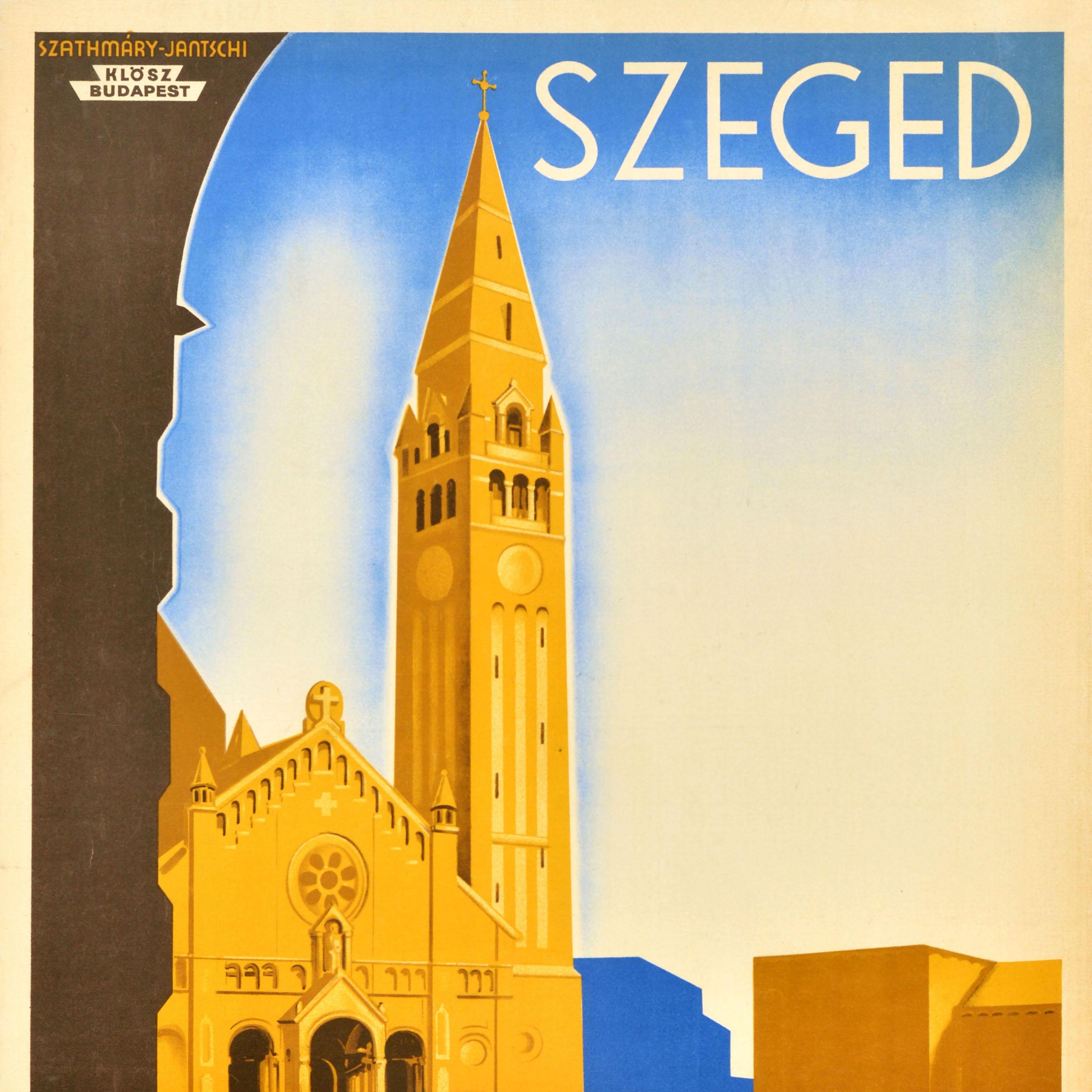 Hungarian Original Vintage Travel Advertising Poster Open Air Plays Szeged Hungary Theatre For Sale