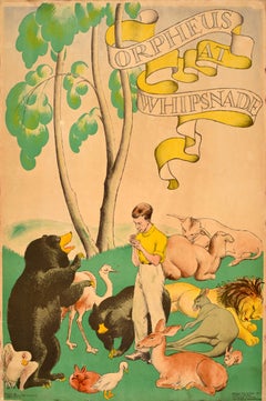 Original Vintage Travel Advertising Poster Orpheus At Whipsnade Zoo Herry Perry
