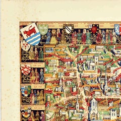 Original Vintage Travel Advertising Poster Oxford Pictorial Map Kerry Lee UK