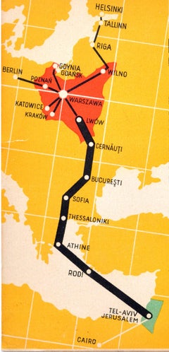 Original Vintage Travel Advertising Poster Palestine Poland LOT Airlines Airmail