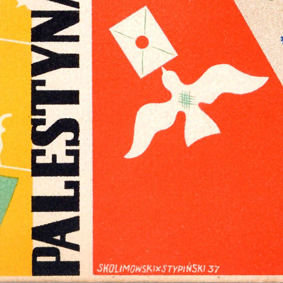 Original-Vintage-Reise-Werbeplakat Palästina Polen LOT Airlines Airmail (Polnisch) im Angebot