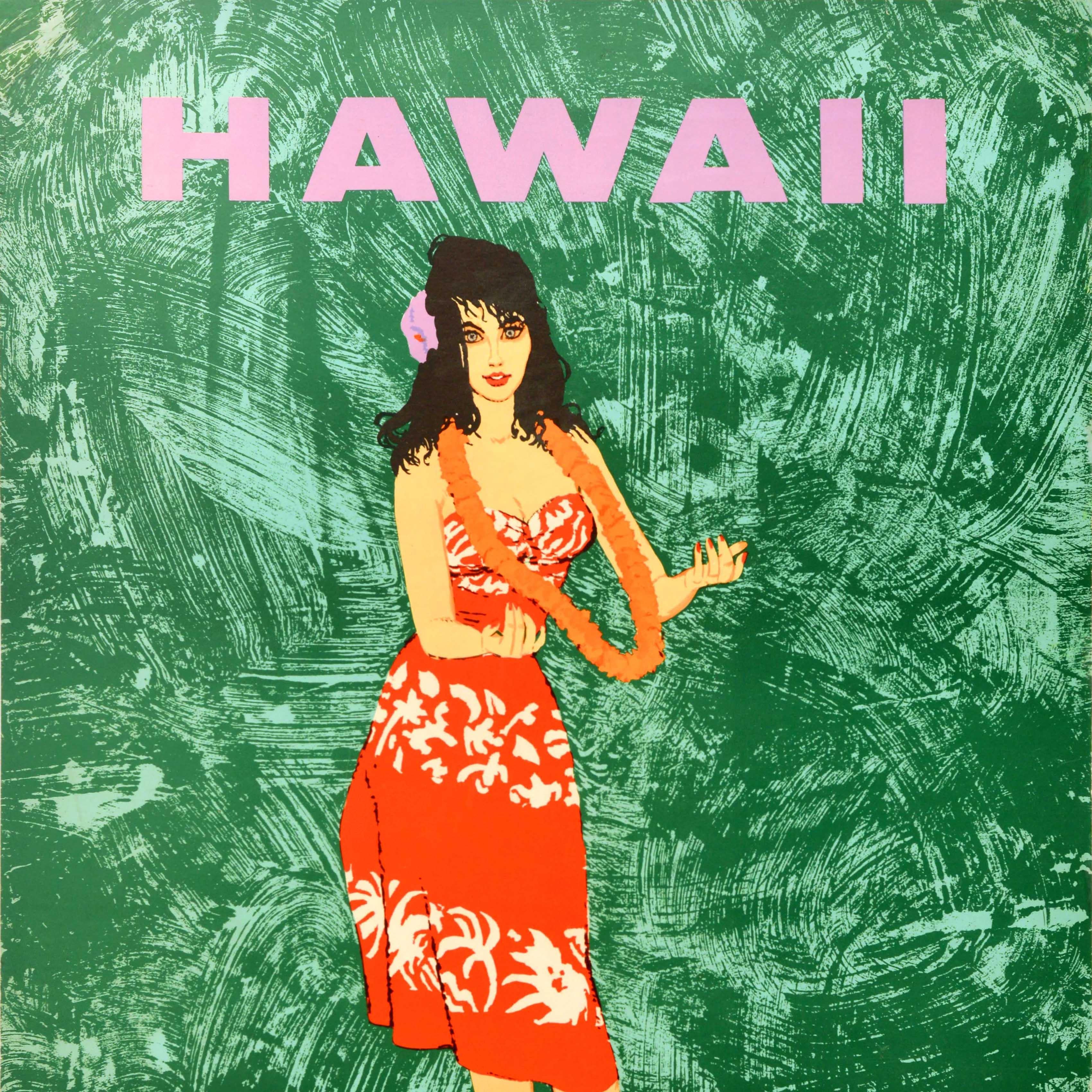 Original Vintage Travel Advertising Poster Pan Am Hawaii Hula