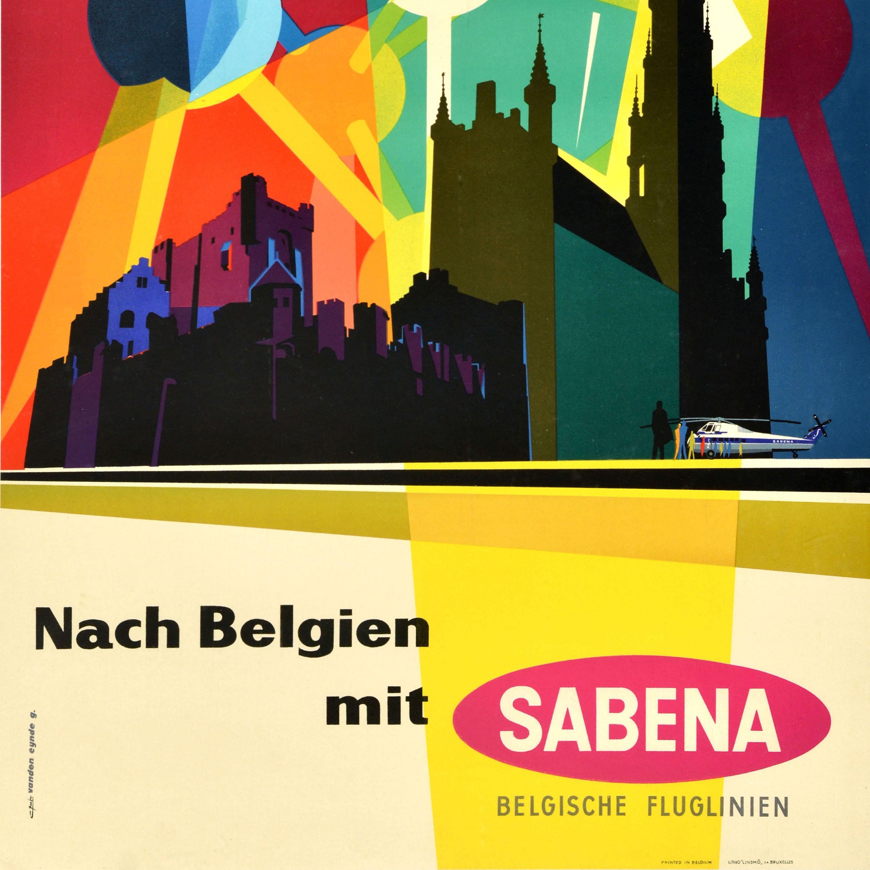 Original Vintage Travel Advertising Poster Sabena Airlines Belgium Atomium Eynde (Belgisch) im Angebot