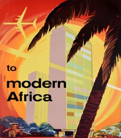 Original Vintage Travel Advertising Poster Sabena Modern Africa Belgian Airlines