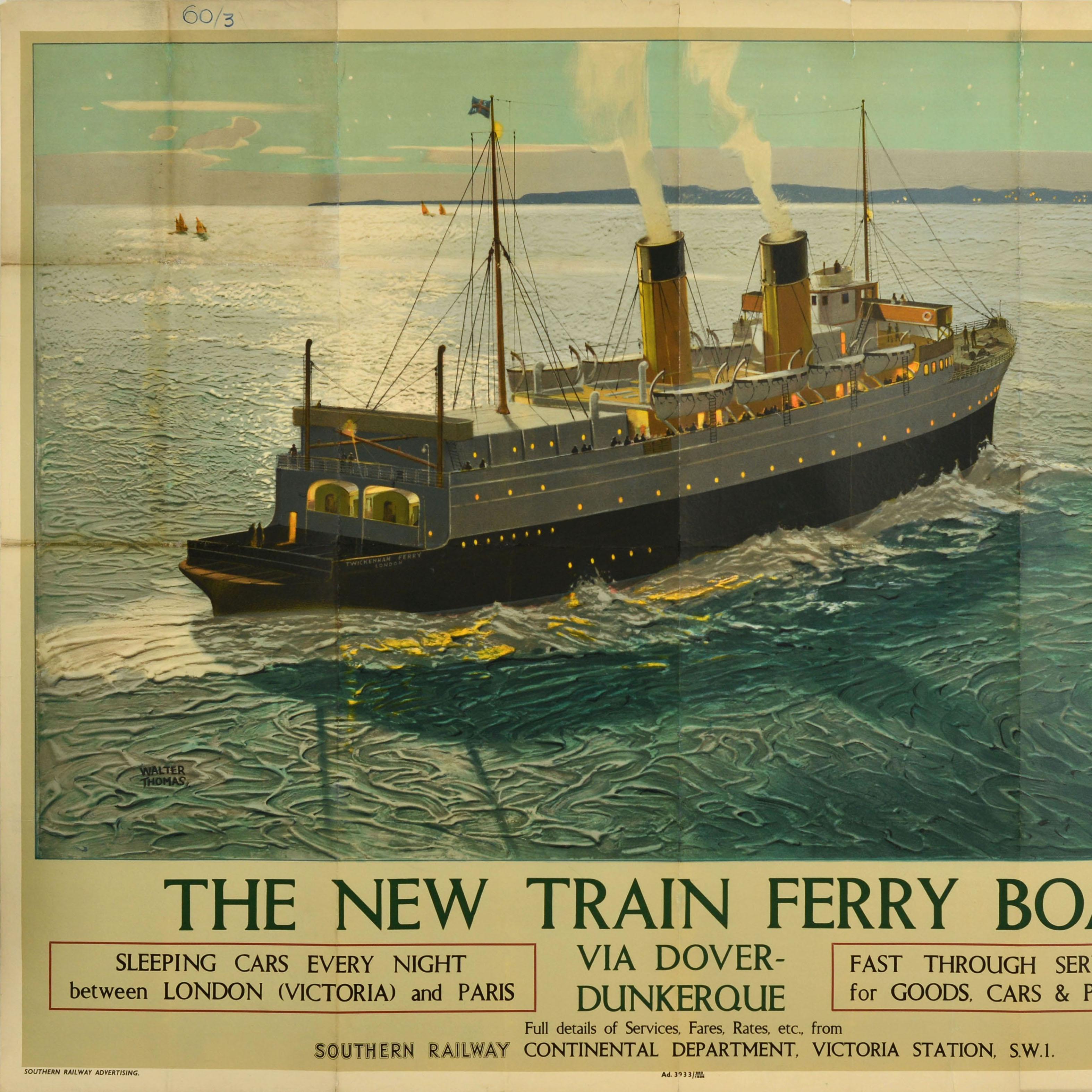 Original Vintage Poster aus der Reisewerbung  SS Twickenham Ferry Southern Railway, SS (Britisch) im Angebot