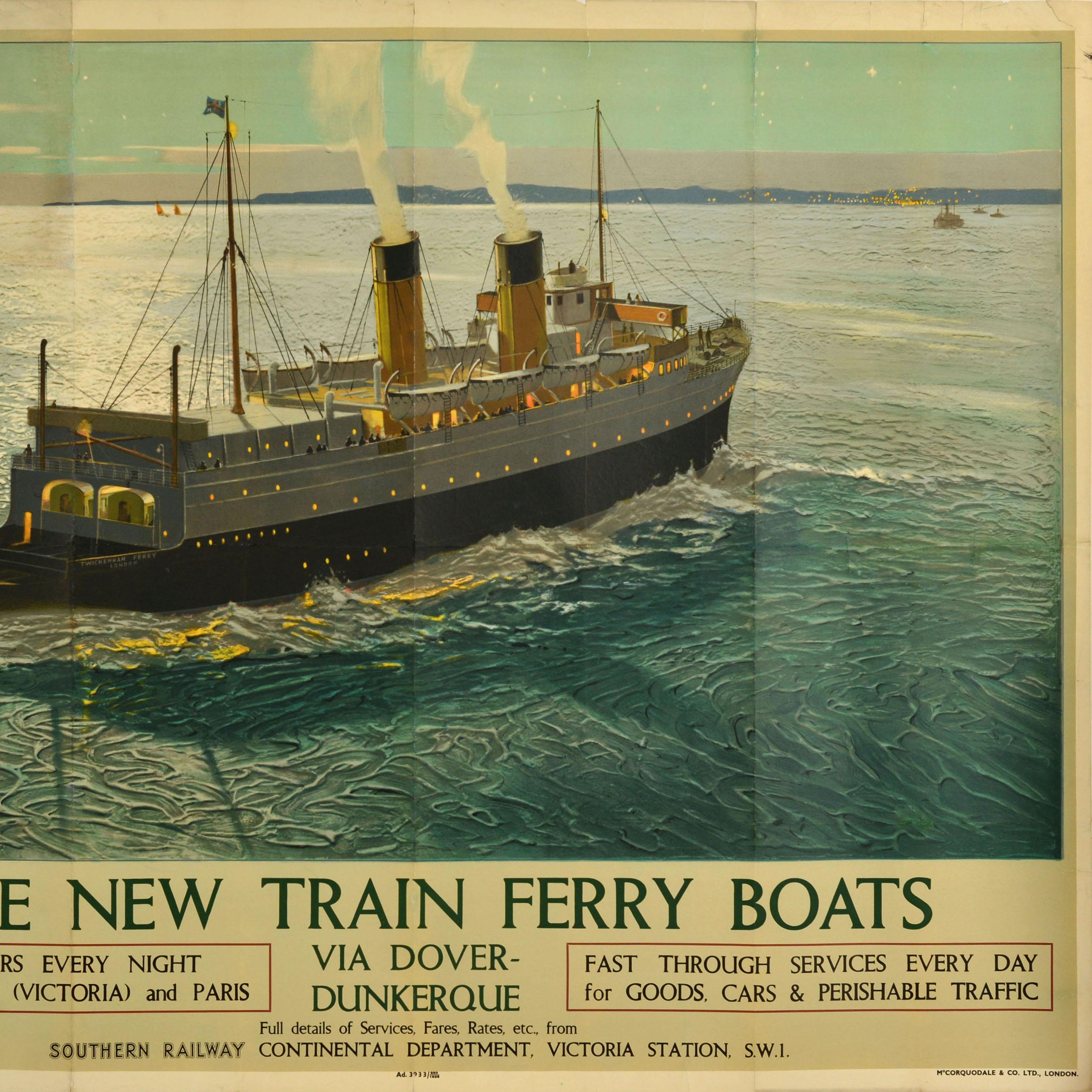 Original Vintage Poster aus der Reisewerbung  SS Twickenham Ferry Southern Railway, SS im Zustand „Relativ gut“ im Angebot in London, GB