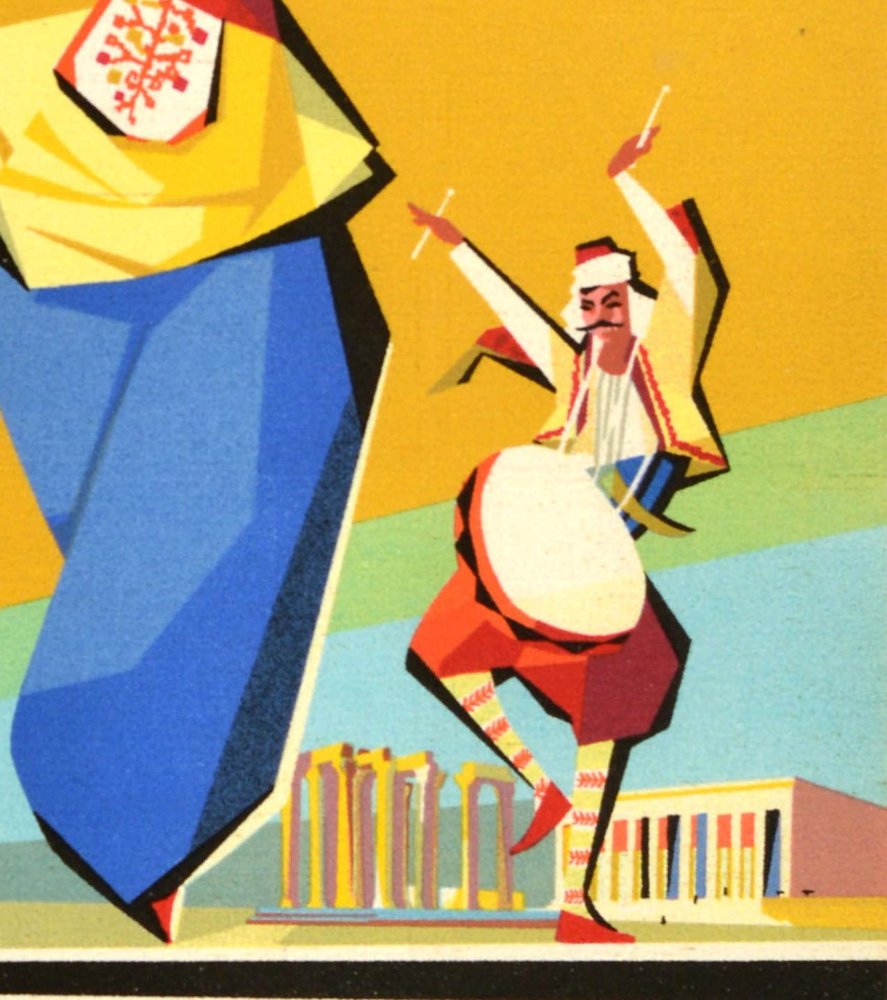 Cartel publicitario original de época sobre viajes Turquía Sabena Belgian Airlines Eynde mediados del siglo XX en venta