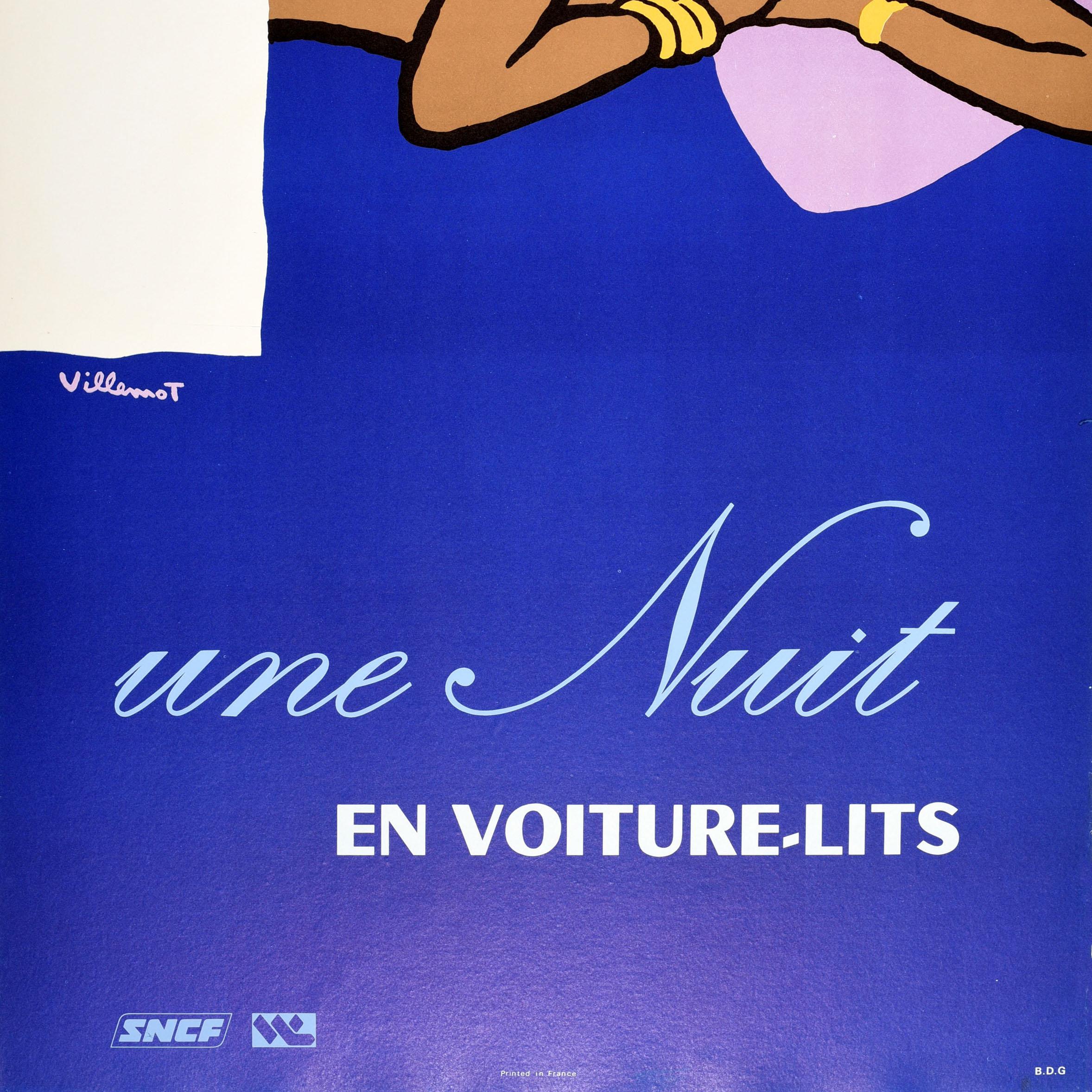 Original Vintage Travel Werbeplakat Une Nuit Bernard Villemot SNCF (Französisch) im Angebot