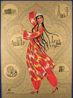 Original Vintage Travel Advertising Poster Uzbekistan Ouzbekistan Intourist USSR