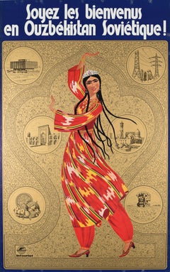 Original Vintage Travel Advertising Poster Uzbekistan Ouzbekistan Intourist USSR
