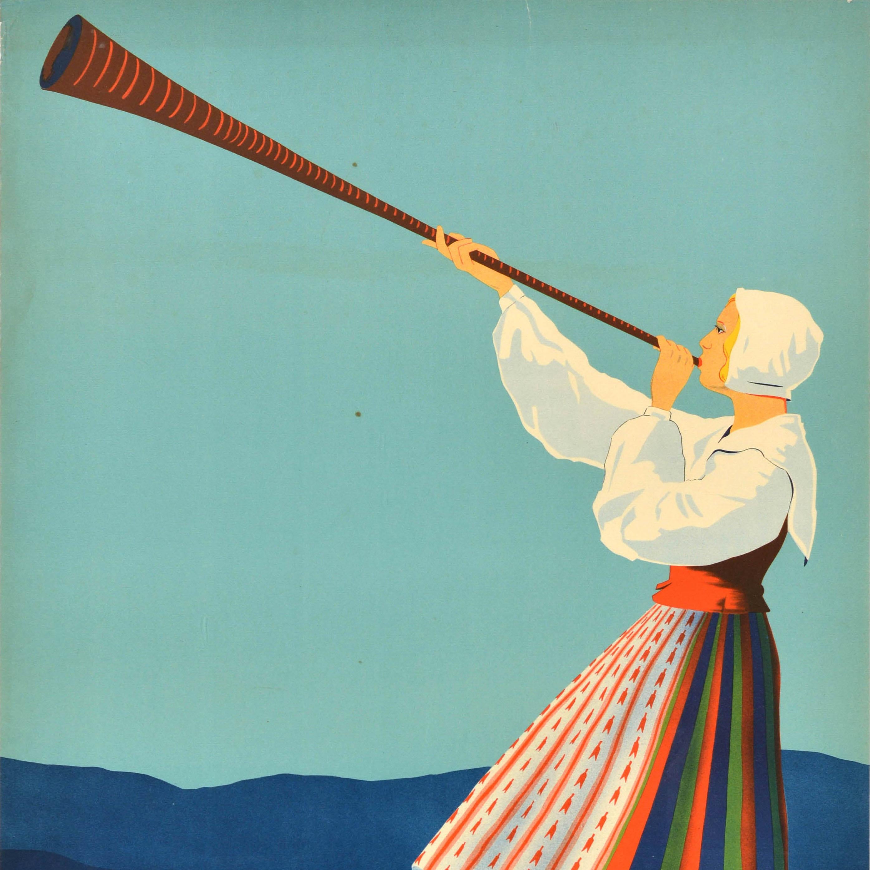 Swedish Original Vintage Travel Advertising Poster Varmland Promised Land Sweden Sverige For Sale