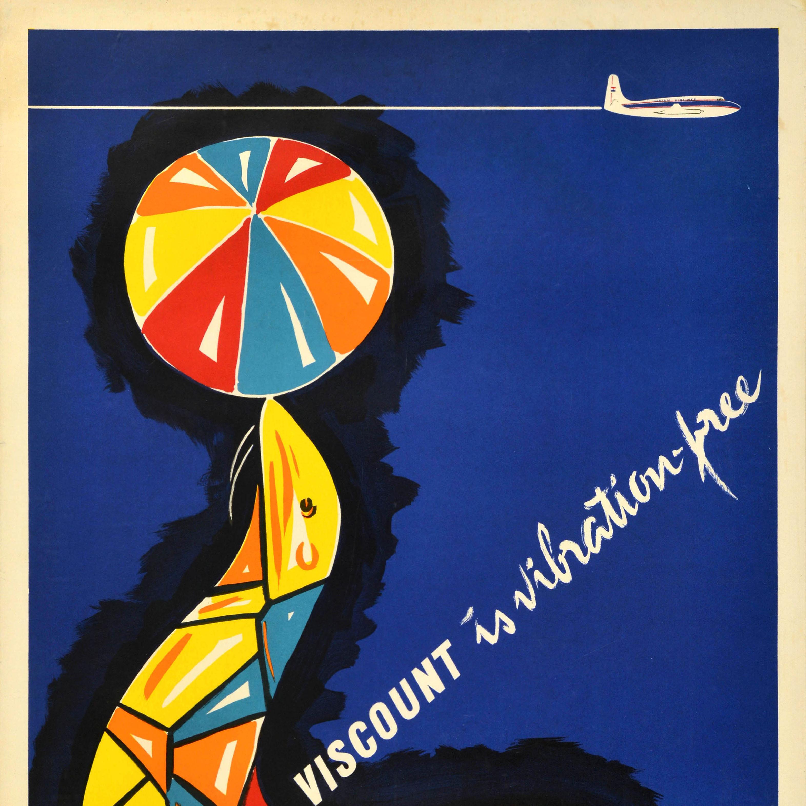Indiano Poster pubblicitario originale d'epoca Viscount Indian Airlines Corporation in vendita