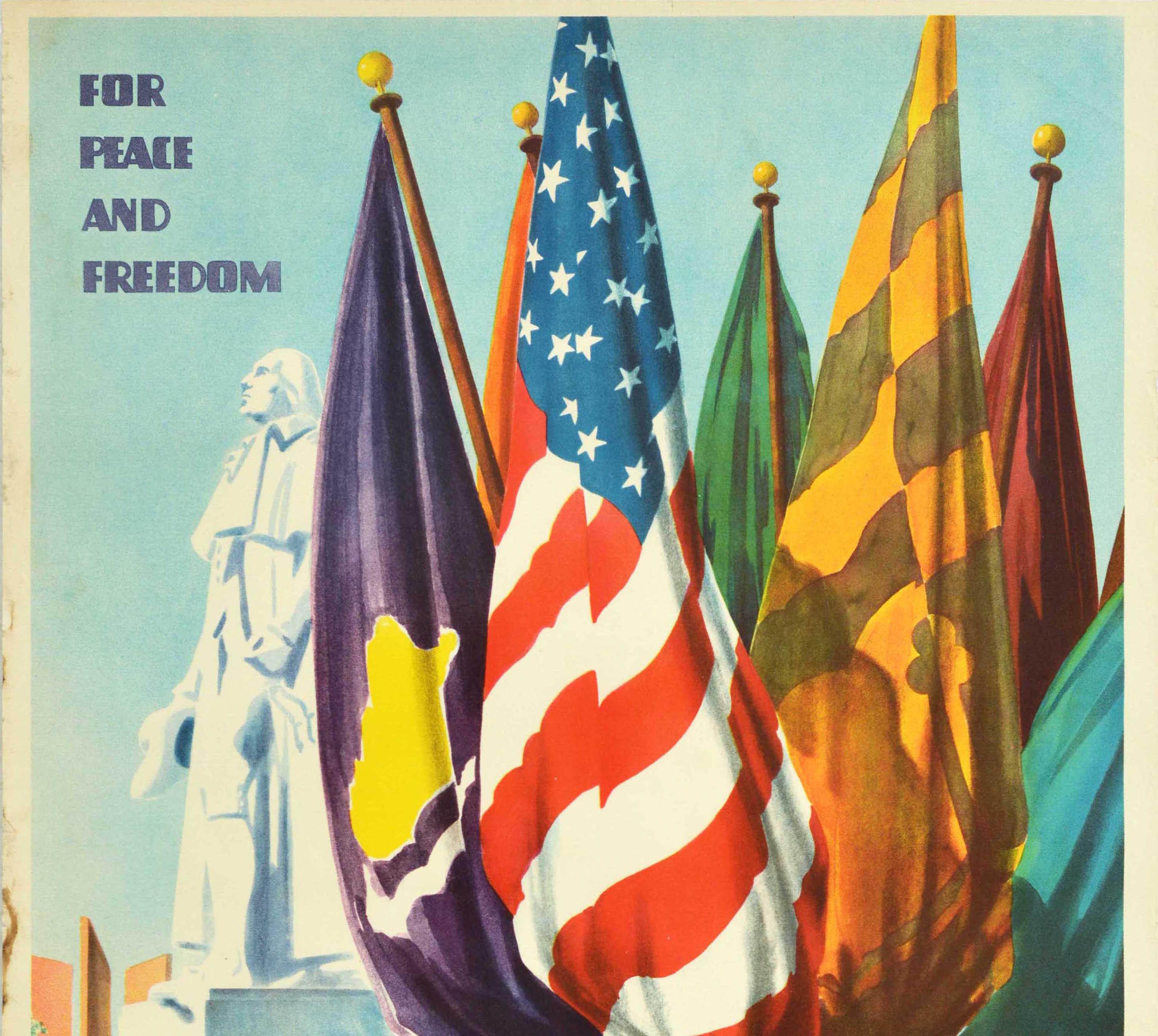 Américain Affiche publicitaire originale de voyage vintage de l'Exposition universelle de 1940 à New York, Washington en vente