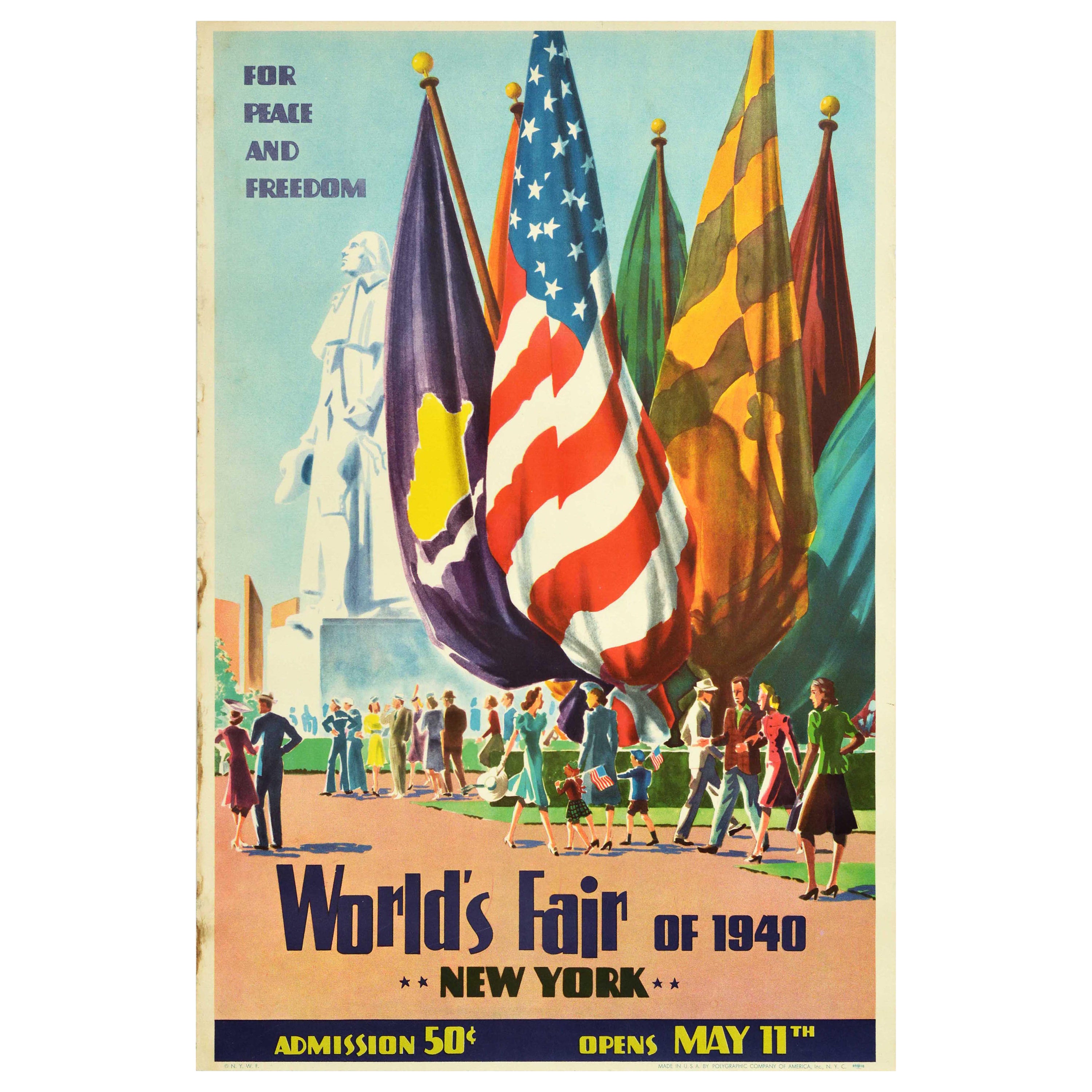 Original Vintage-Reise-Werbeplakat Weltausstellung 1940 New York Washington