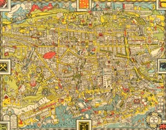 Original Vintage Travel Map Poster Barcelona Map International Exposition Spain