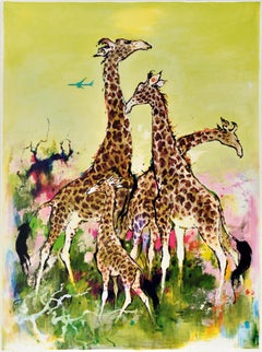 Original Vintage Travel Poster Africa Giraffe SAS Airlines Otto Nielsen Brown