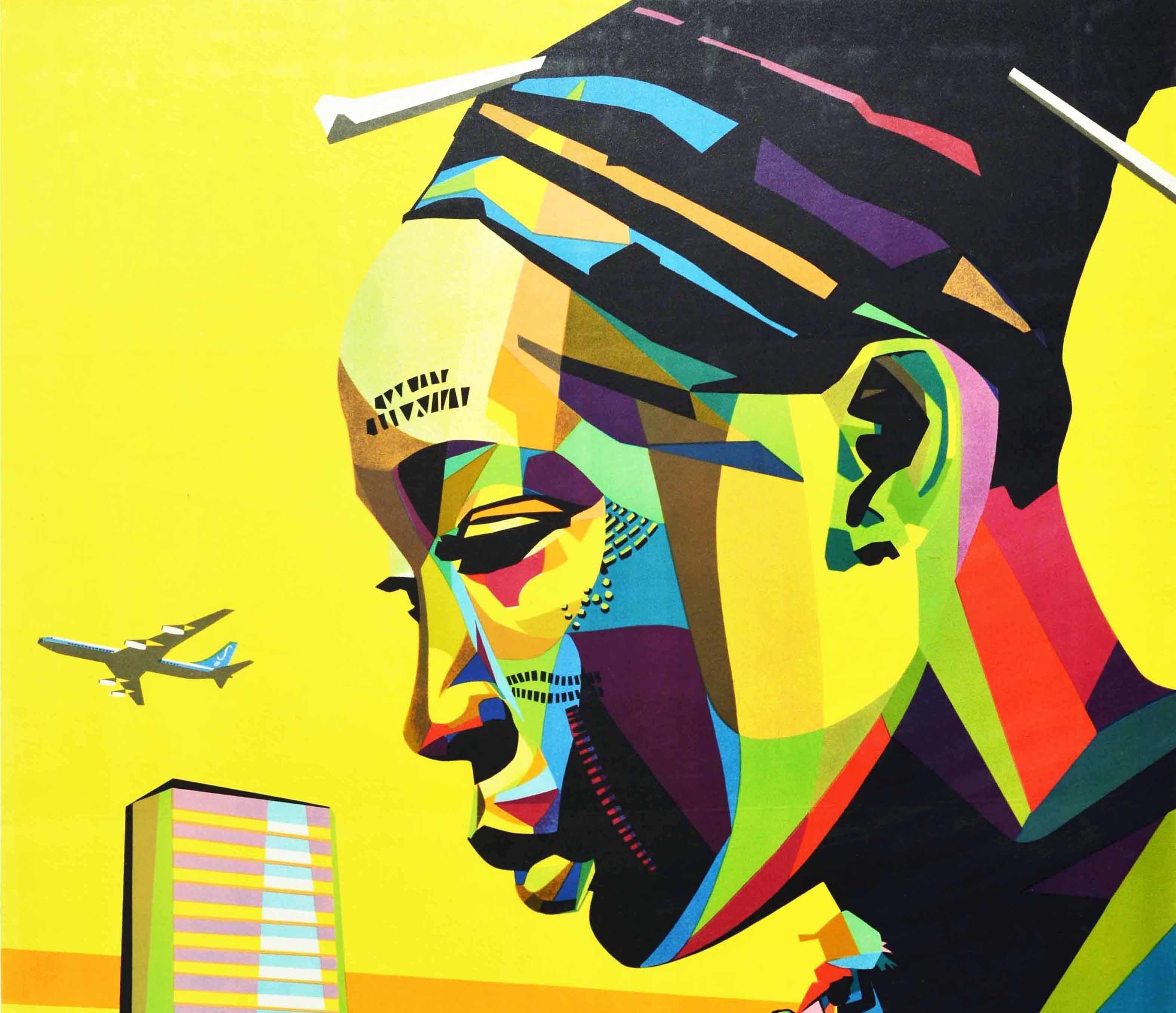 Mid-Century moderno Poster di viaggio originale d'epoca Africa Sabena Airlines Midcentury Modern Design in vendita