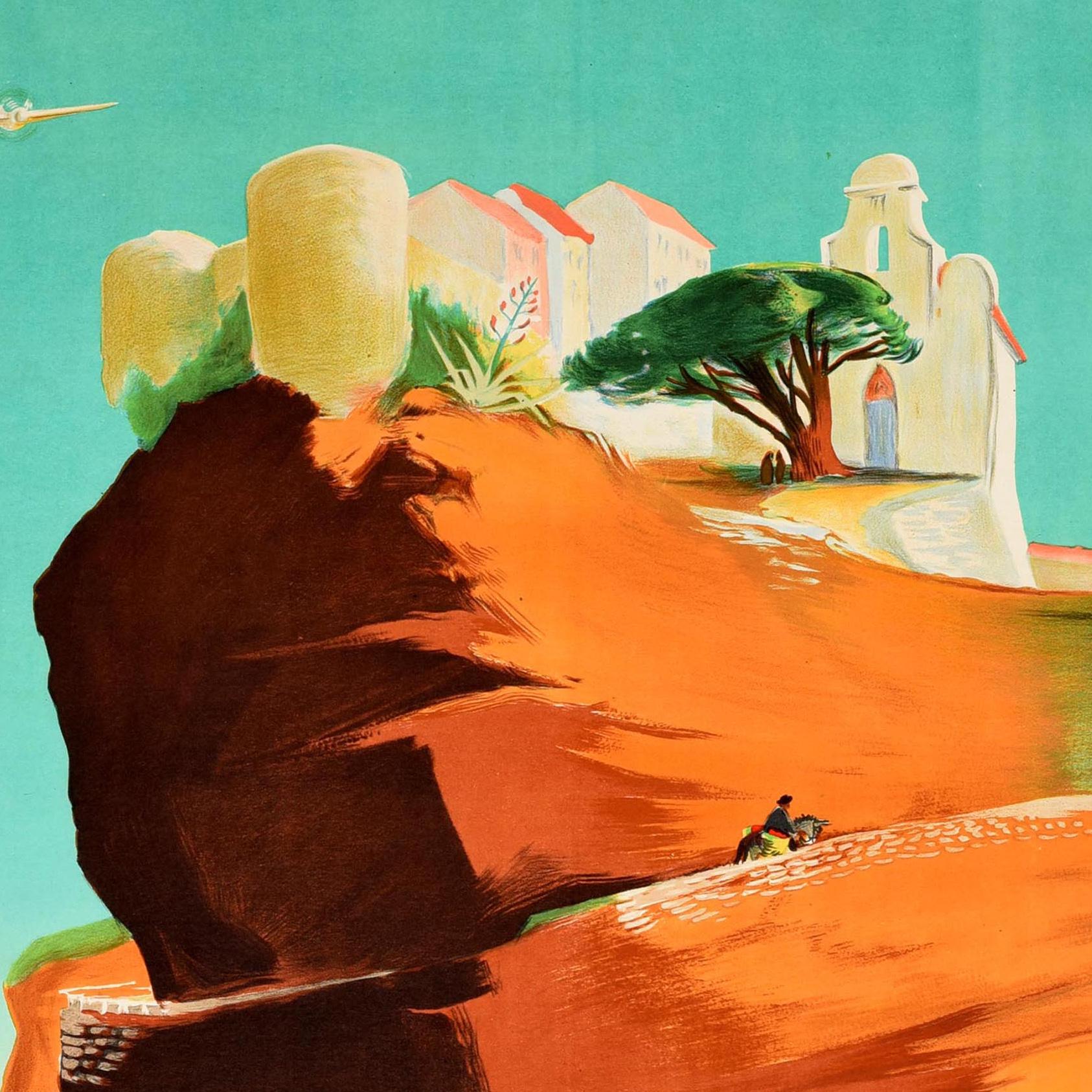 Póster de viaje original de época Air France Corsica Corse Eric Mediados de siglo mediados del siglo XX en venta